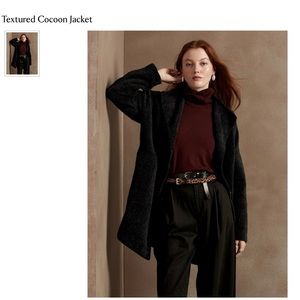 NEW Banana Republic Textured Cocoon Coat Black Medium NEW